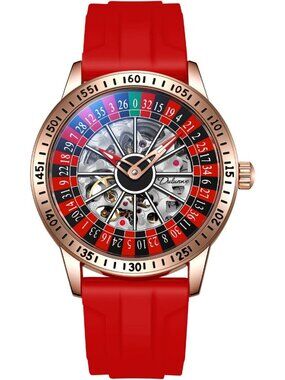Stylish Men's Automatic Mechanical Watch with Roulette Wheel Dial Design